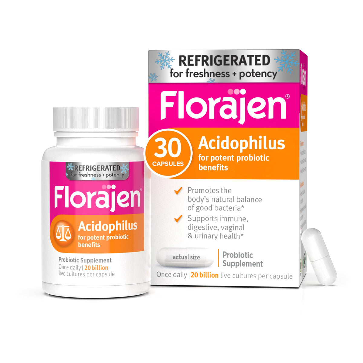 Florajen Probiotique Acidophilus 30 capsules avant