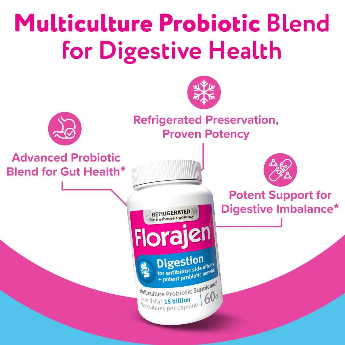 Florajen Probiotique, capsules à l'intérieur du flacon