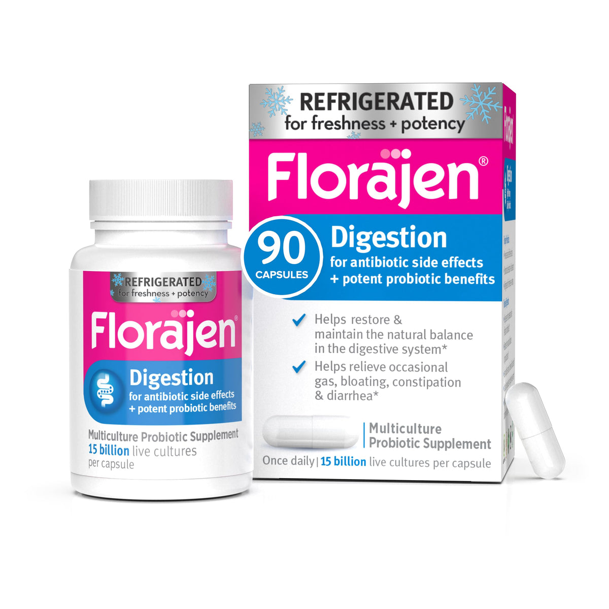 Florajen Probiotique de daily 90 capsules, vue de face