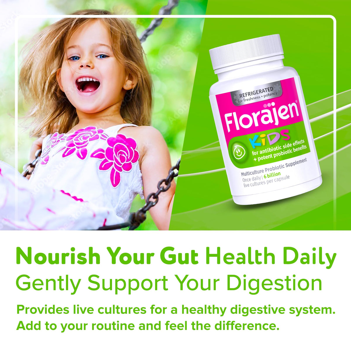 Florajen Probiotique Enfants en contexte d'utilisation quotidienne