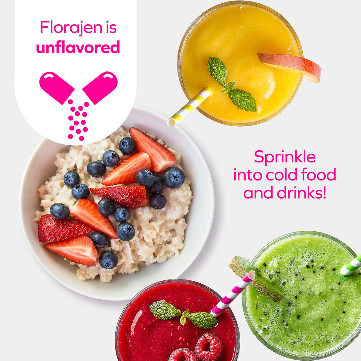 Florajen Probiotique Enfants, flacon avec couvercle ouvert