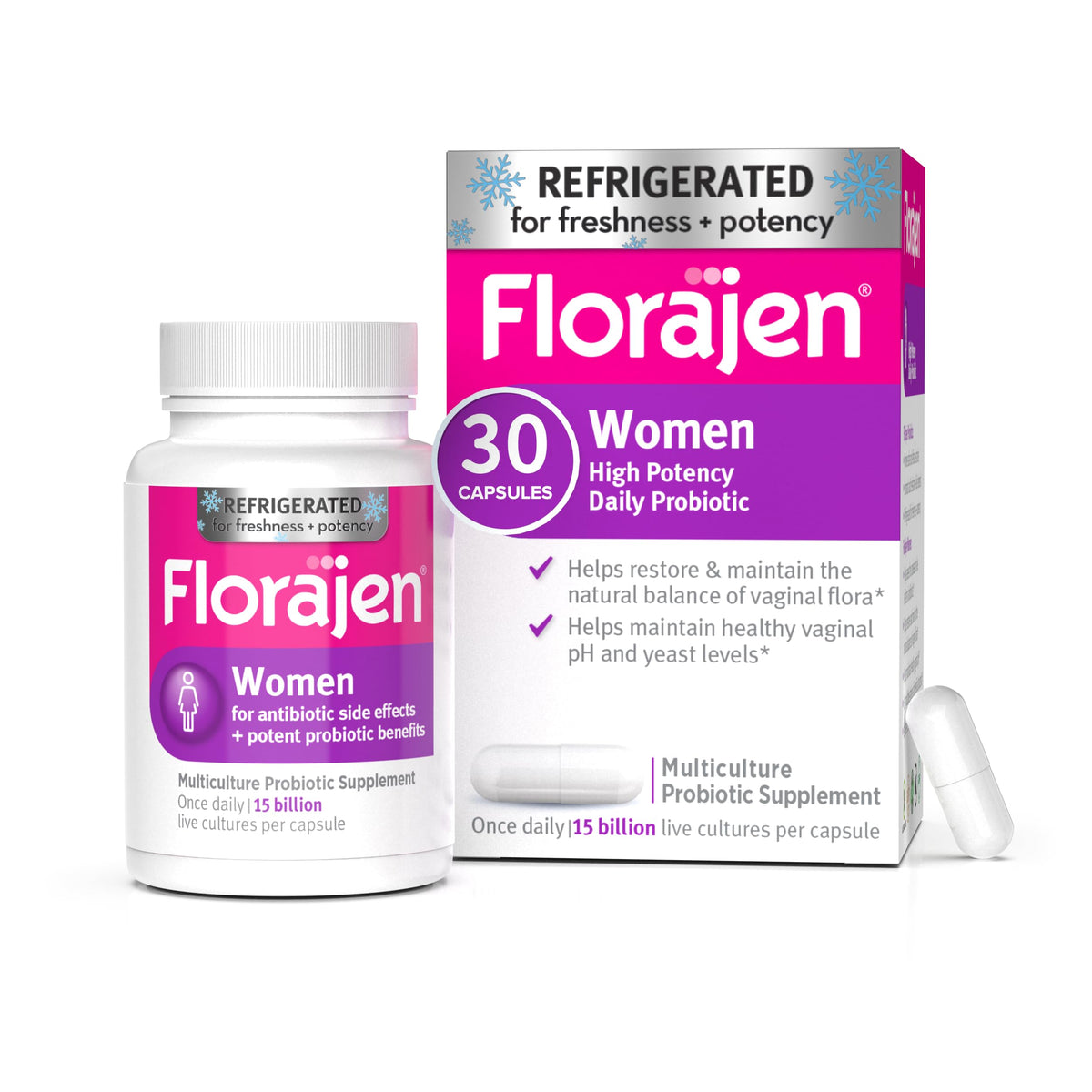 Florajen Probiotique Femmes 30 capsules vue avant