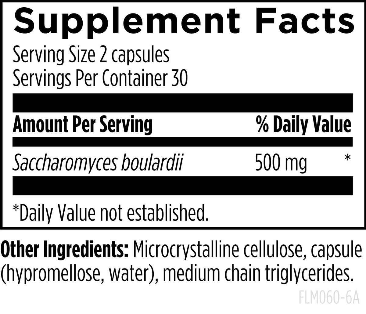 FloraMyces 500mg de Designs for Health, flacon ouvert avec capsules