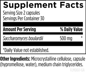 FloraMyces 500mg de Designs for Health, flacon ouvert avec capsules