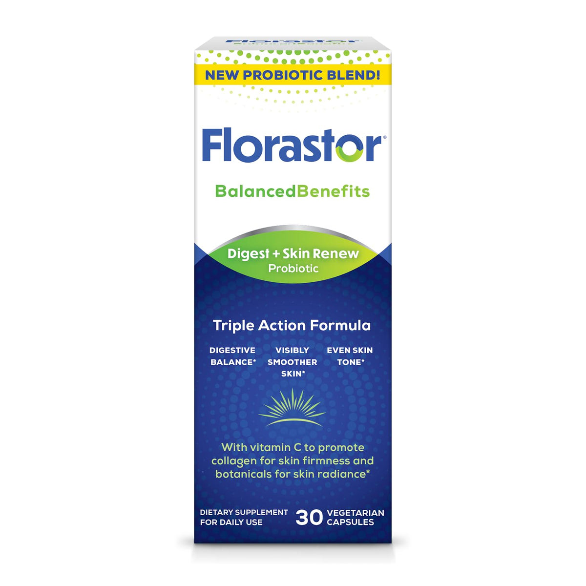 Florastor Probiotique daily + Renouvellement de la Peau 30 Capsules - vue de l'emballage