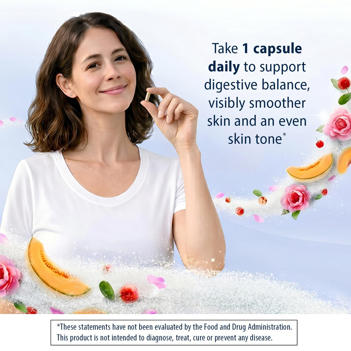 Florastor Probiotique daily + Renouvellement de la Peau - capsules sur une table