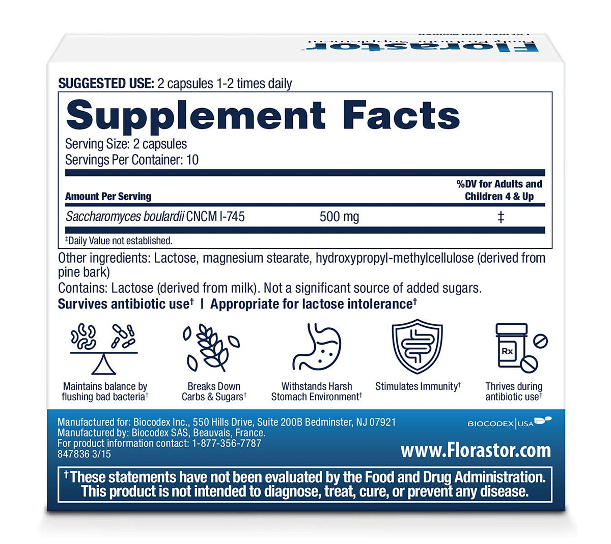 Florastor Probiotiques 20 Capsules emballage