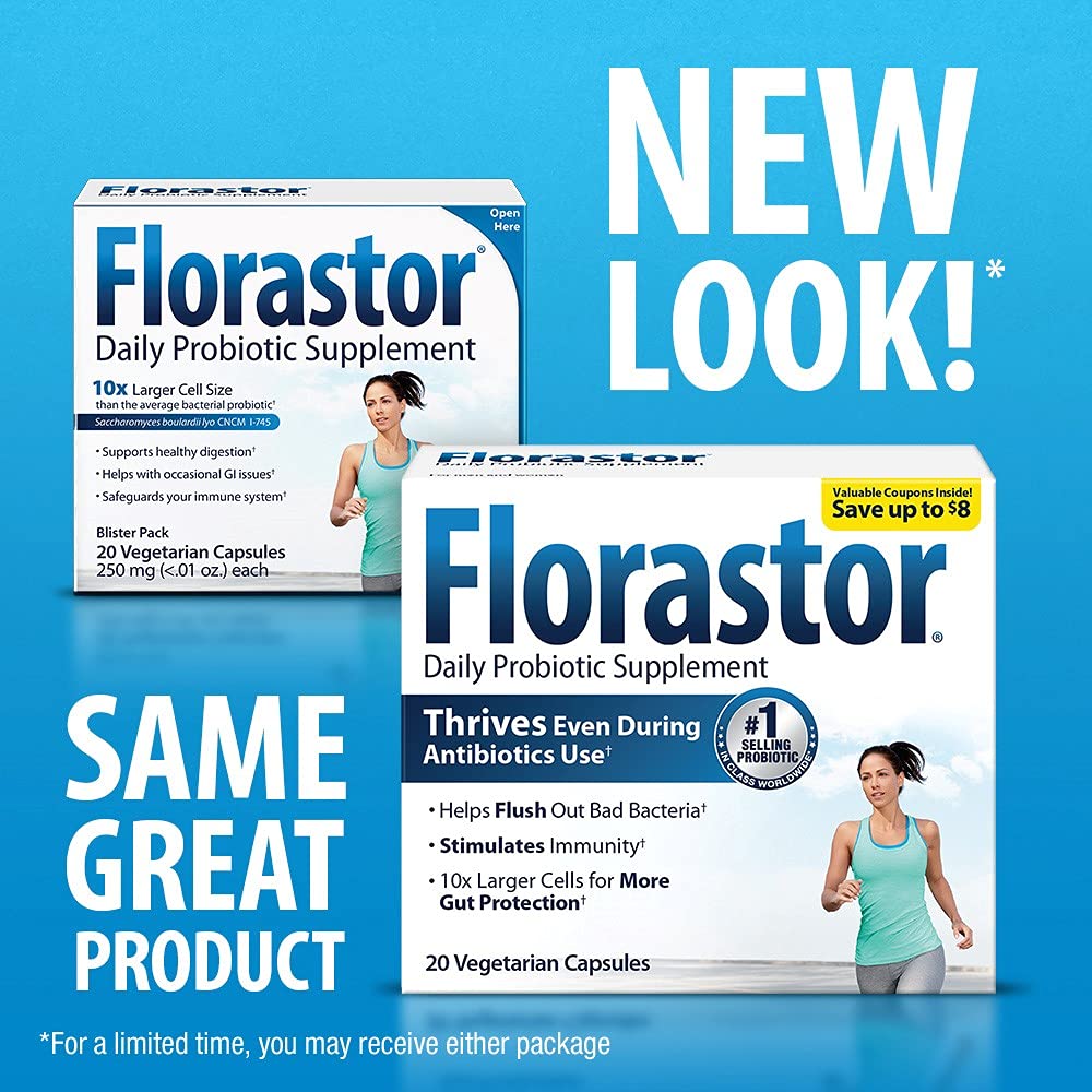 Florastor Probiotiques 20 Capsules sur fond blanc