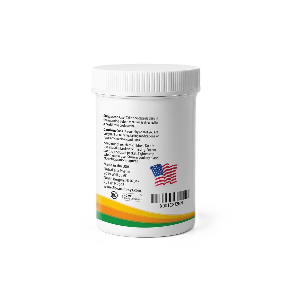 FloraTummys Probiotique capsules sur fond blanc