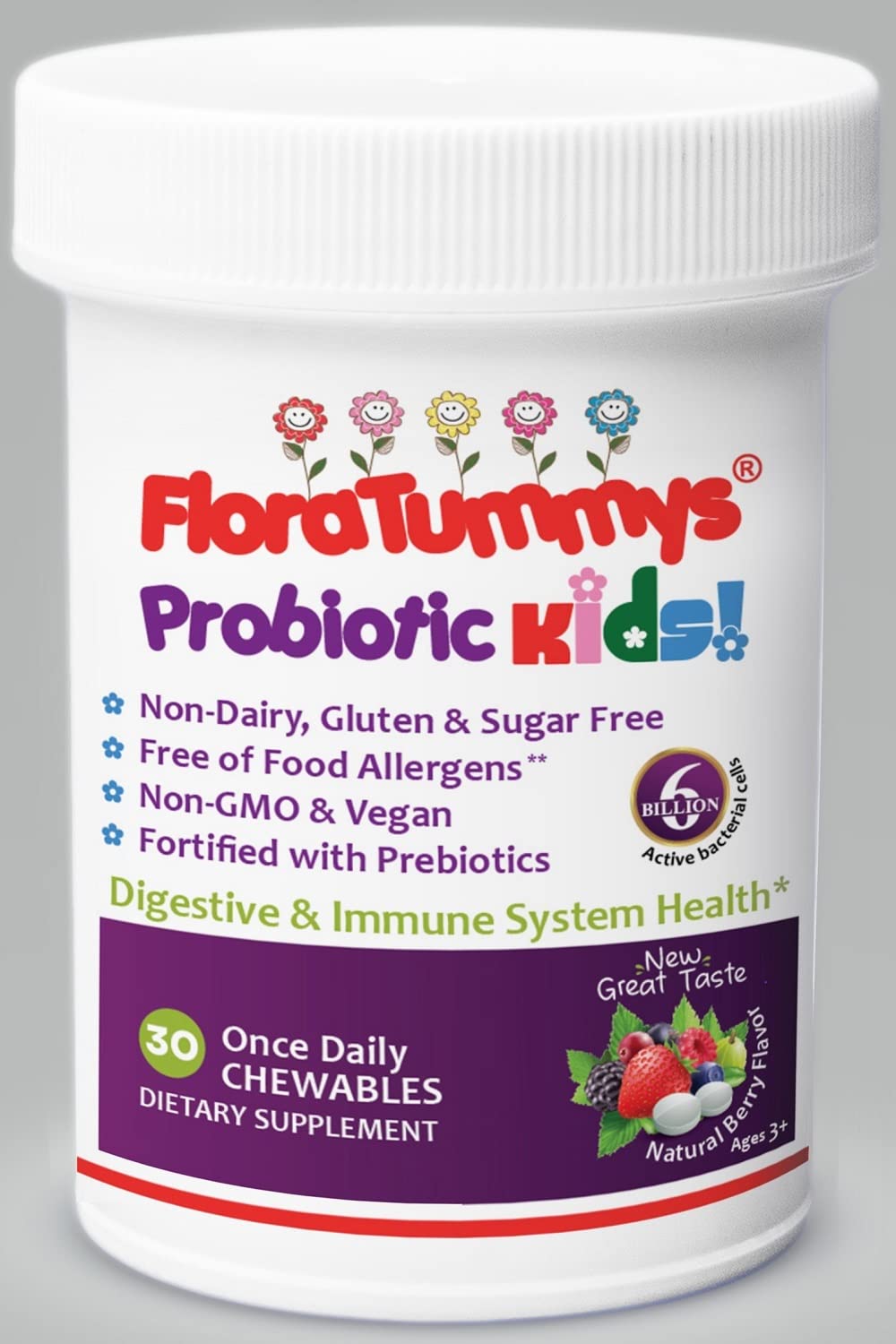 FloraTummys Probiotique Enfants 50g - Bouteille vue de côté