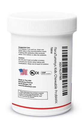 FloraTummys Probiotique Enfants 50g - Étiquette avec ingrédients