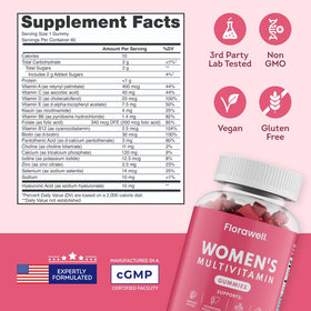 Florawell Gummies Multivitamines Femmes 60 Gummies Vegan vue de dos