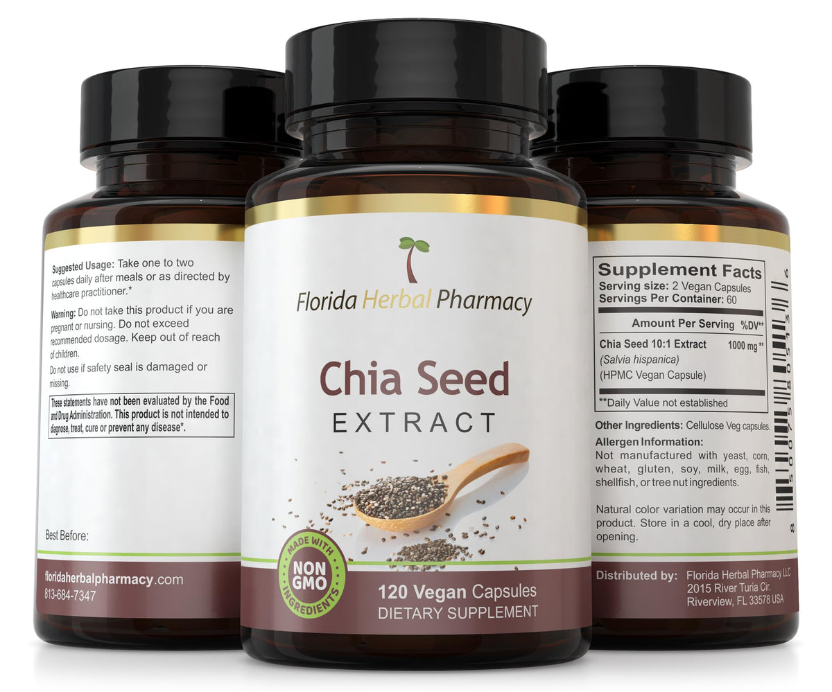Florida Herbal Pharmacy Extrait de Graines de Chia sur fond neutre