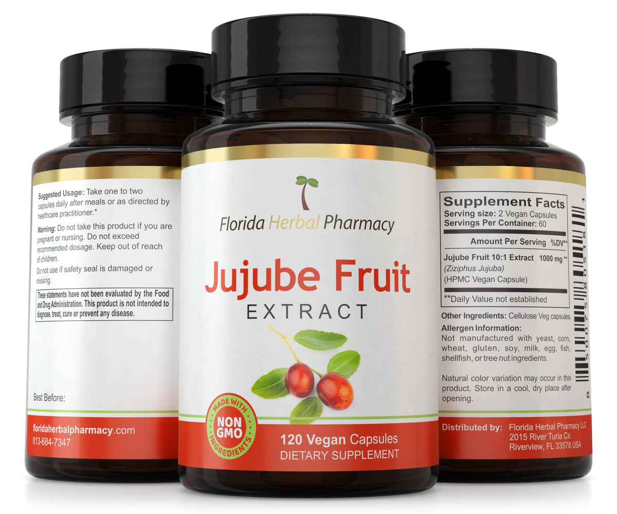 Florida Herbal Pharmacy Extrait de Jujube 120 Capsules avec dosage suggéré