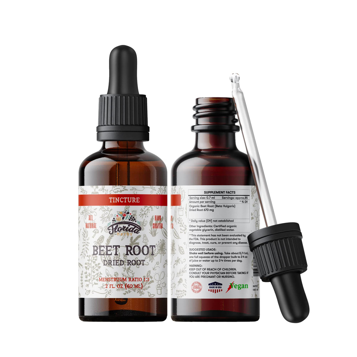 FLORIDA HERBS complément racine de betterave 60 ml avec ingrédients