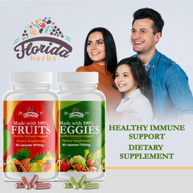 FLORIDA HERBS Gélules de Fruits et Légumes, prise quotidienne avec un verre d'eau