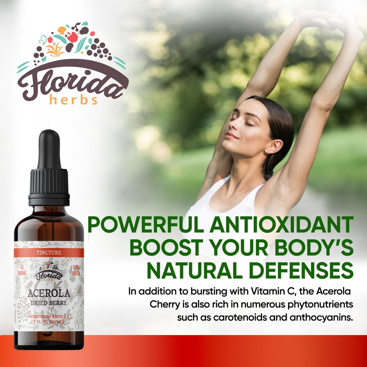 FLORIDA HERBS Teinture d'Acerola Bio 132g en usage