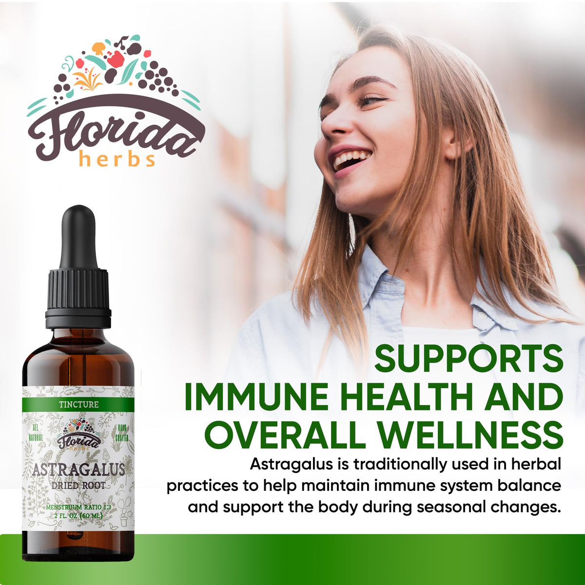 FLORIDA HERBS Tincture d'Astragale Bio 700 mg 60 ml flacon