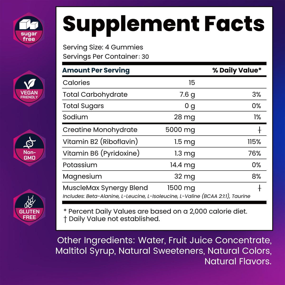 Florvay Gummies de Créatine 120 unités avec fruits frais