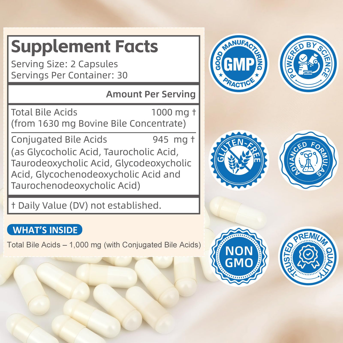 Florvyn Acides Biliaires Conjugués 1000mg capsules sur une table
