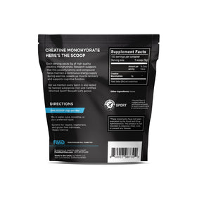 Fluid Créatine Monohydrate 100% Pure arrière vue avec informations nutritionnelles