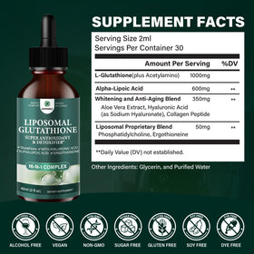Flulight Glutathion Liposomal 2000mg étiquette avec ingrédients