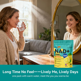 Flynew Complément Alimentaire NAD+ sachets sur une table