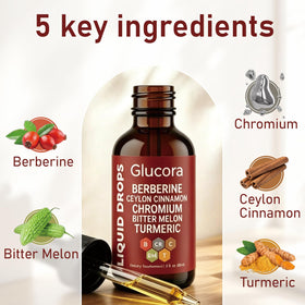 FMRFMR Glucora Berberina Liquida Gotas 60 ml bouteille sur un fond blanc