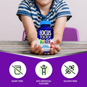 Focus Factor Compléments Alimentaires Enfants 120 Comprimés côté de l'emballage