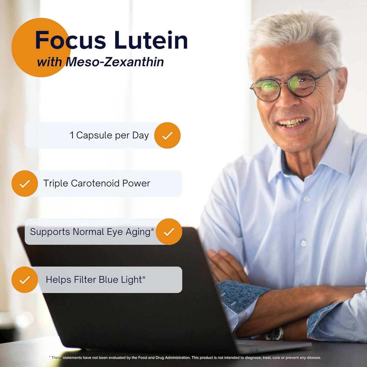 Focus Lutein capsules sur une table