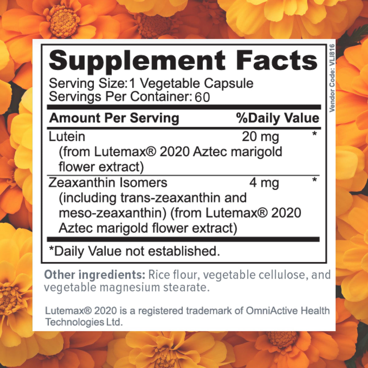 Focus Vision Supplements Vitamines Luteine 60 capsules emballage