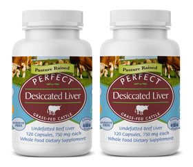 Foie de boeuf déshydraté Perfect Supplements en capsules, vue de face