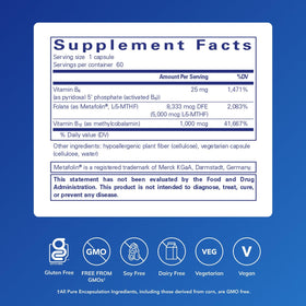 Folate 5,000 Plus Pure Encapsulations capsules sur une surface claire