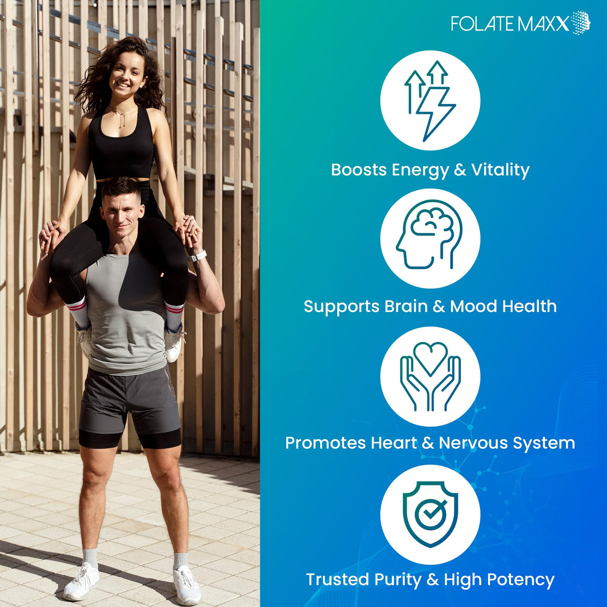 FOLATE MAXX B-Complex flacon ouvert avec capsules