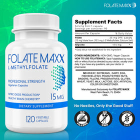 FOLATE MAXX L-Méthylfolate 15mg capsules avec un verre d'eau