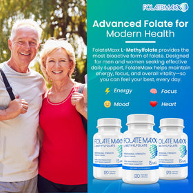 FOLATE MAXX L-Méthylfolate 15mg capsules sur une surface blanche