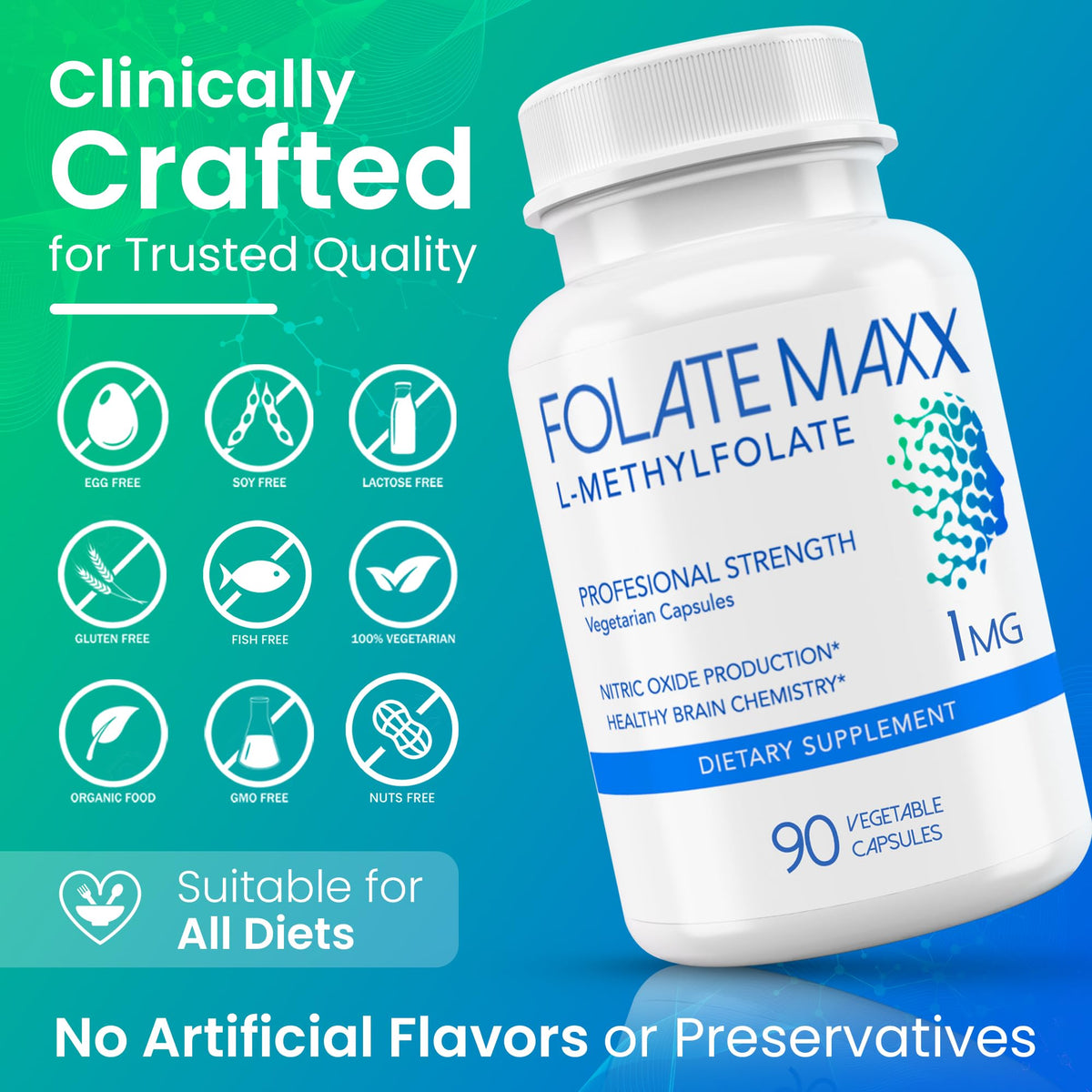FOLATE MAXX L-Méthylfolate 1mg capsules dans un verre
