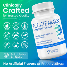 FOLATE MAXX L-Méthylfolate 1mg capsules dans un verre