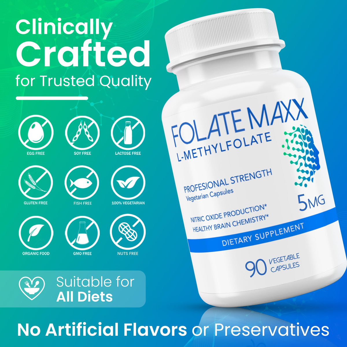 FOLATE MAXX L-Méthylfolate 5mg étiquette du flacon