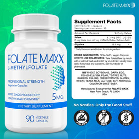 FOLATE MAXX L-Méthylfolate 5mg flacon ouvert avec capsules