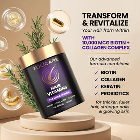 FOLICARE Complément Alimentaire Biotine et Collagène 60 Capsules avec verre d'eau