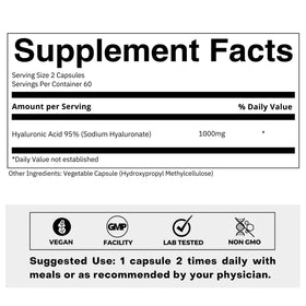 FOLIUS LABS Capsules d'Acide Hyaluronique 500mg vue arrière