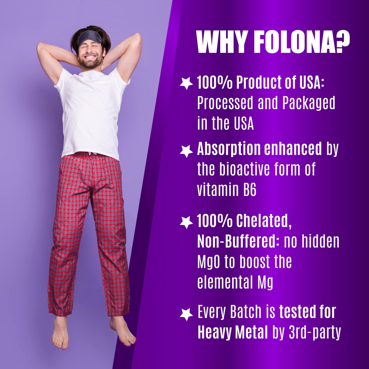 FOLONA Magnésium Glycinate 1350mg capsules sur une table
