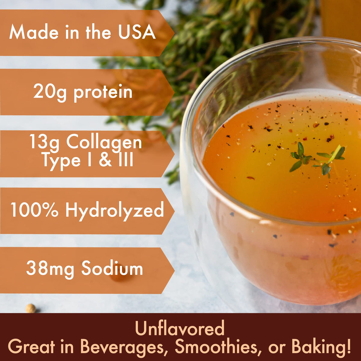 FOLONA Poudre de Bouillon d'Os Collagène 472g avec informations nutritionnelles