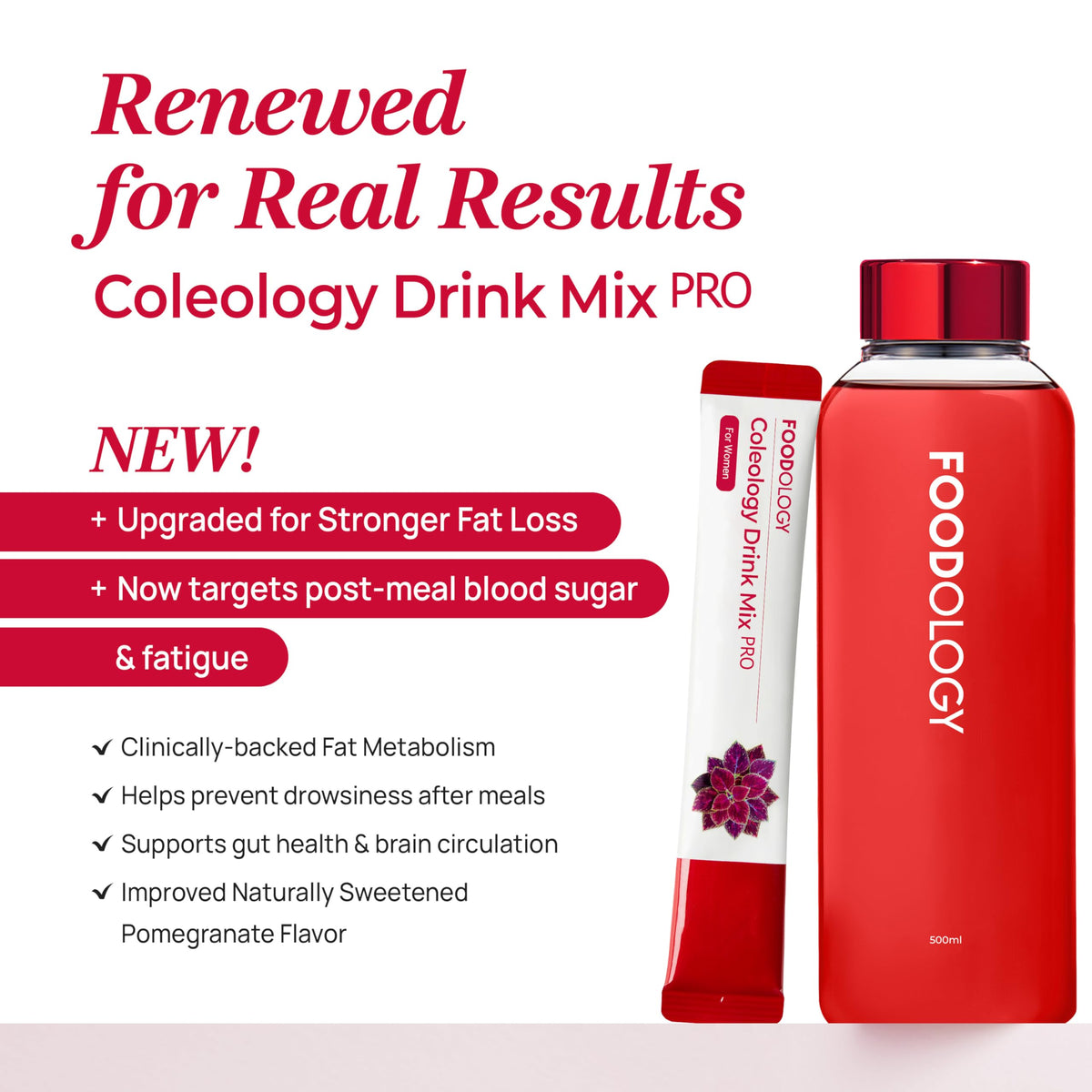 FOODOLOGY Coleology Drink Mix PRO stick dans un verre d'eau