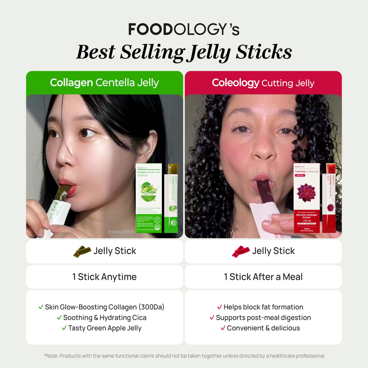 FOODOLOGY Gelée Centella Pomme Verte stick dans une main