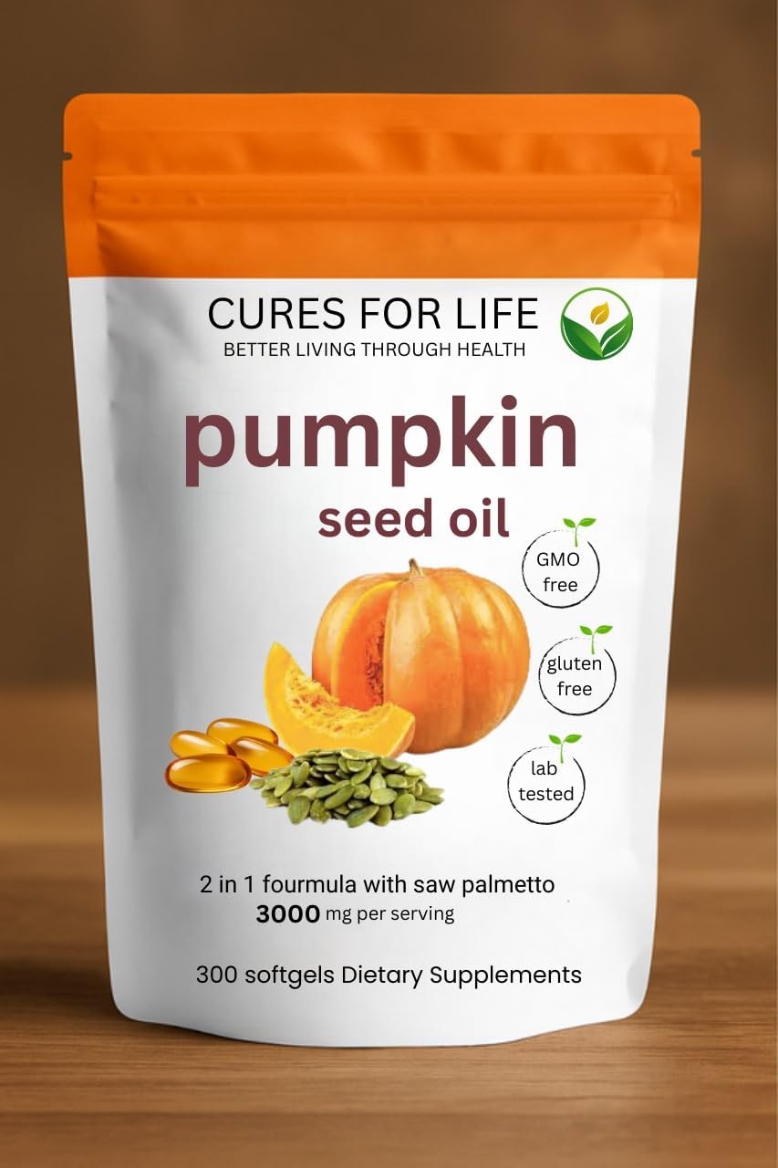For Life Huile de Graines de Citrouille 3000mg gélules sur fond blanc