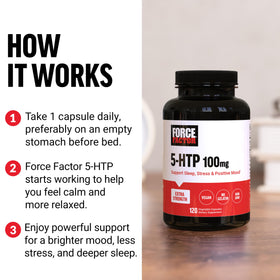Force Factor 5-HTP flacon avec étiquette