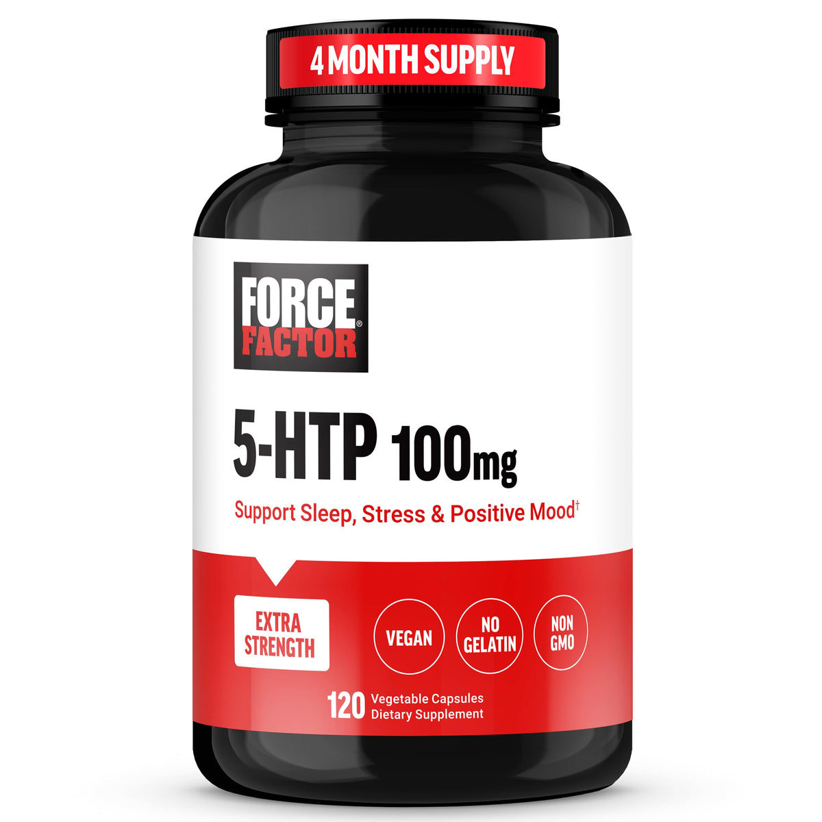 Force Factor 5-HTP flacon de 120 capsules avant
