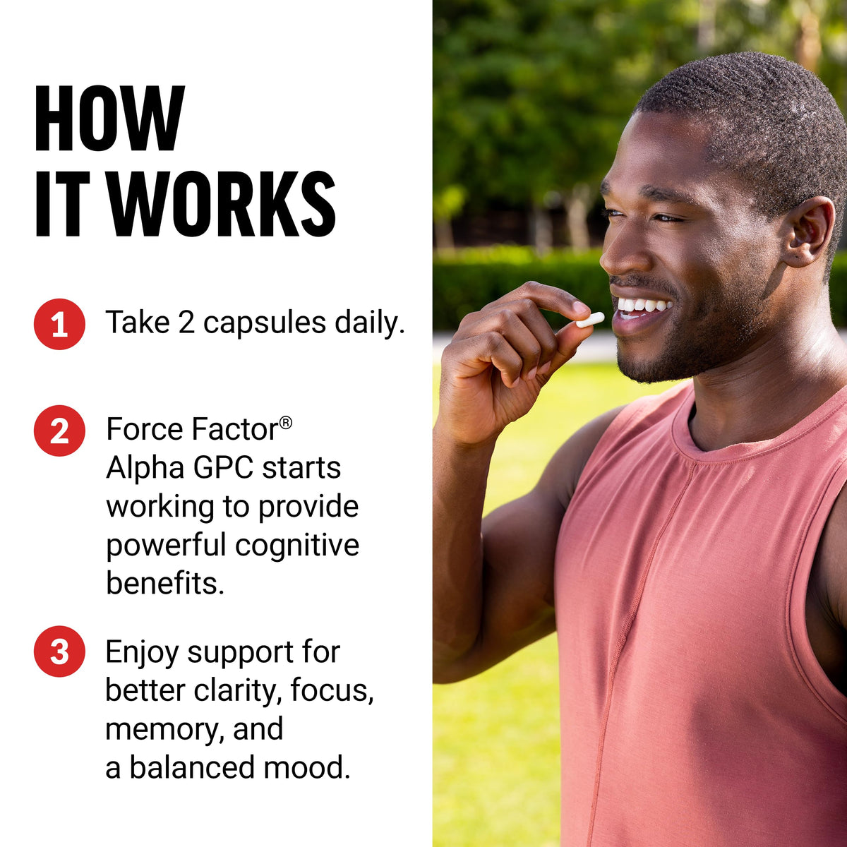 Force Factor Alpha GPC 300mg complément alimentaire sur une table